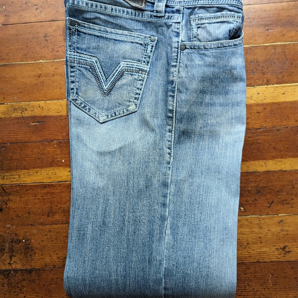 Rock and Roll Denim. 32X36. Double Barrel Straight Leg. Starched